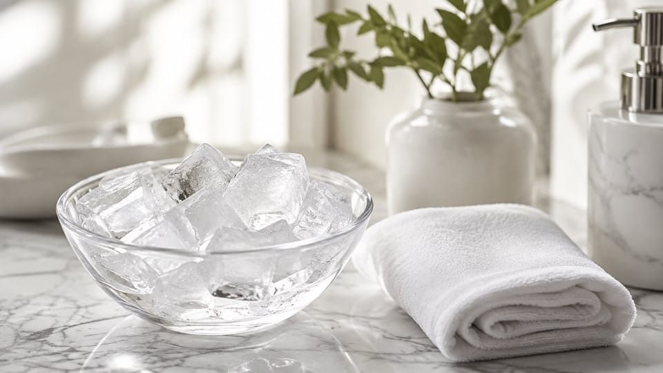 Đá lạnh chườm mặt tác động co mạch máu tạm thời trên da