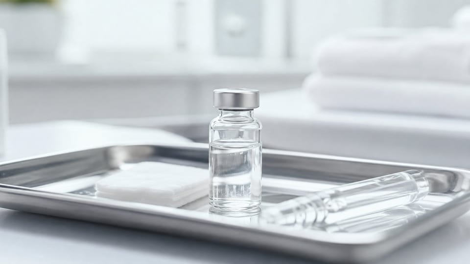 Lọ tinh chất exosome và dụng cụ trong phòng điều trị