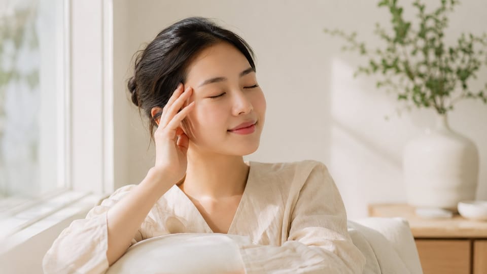 Phụ nữ nghỉ ngơi thư giãn để giảm đau nửa đầu do nội tiết