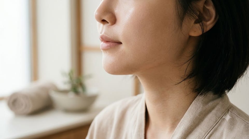 Cận cảnh da vùng cằm minh họa kết cấu da liên quan mụn cám