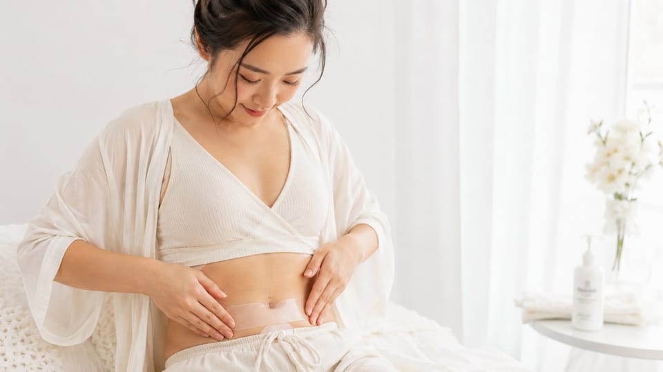 Dán tấm silicone và massage sẹo sinh mổ giúp làm phẳng và mờ sẹo