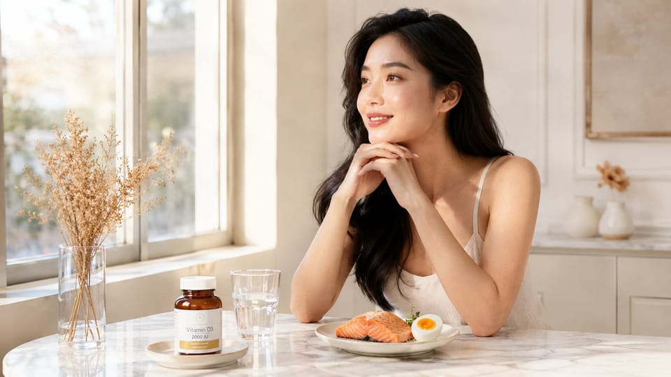 Bổ sung vitamin D cho phụ nữ, ánh nắng buổi sáng, thực phẩm giàu vitamin D và viên D3