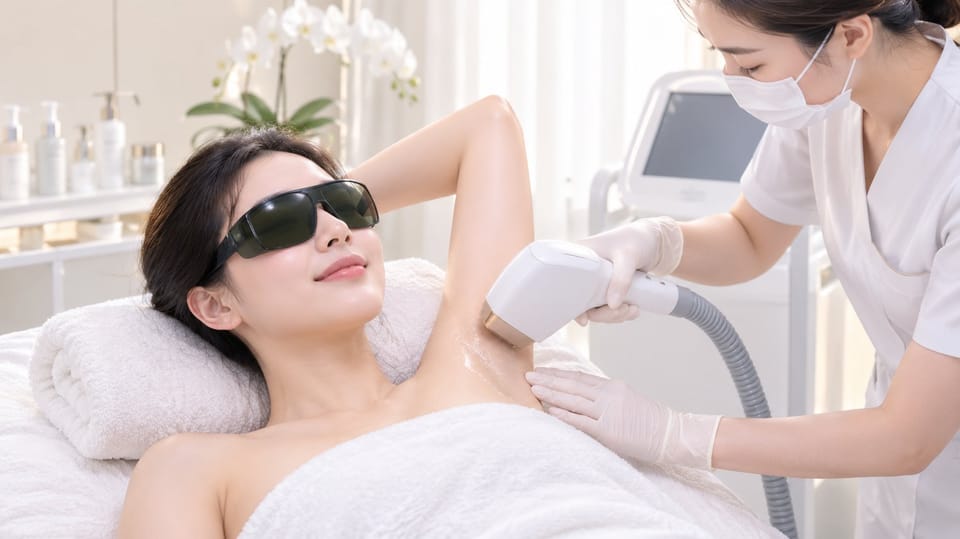 Khách hàng thư giãn thoải mái trong buổi triệt lông laser