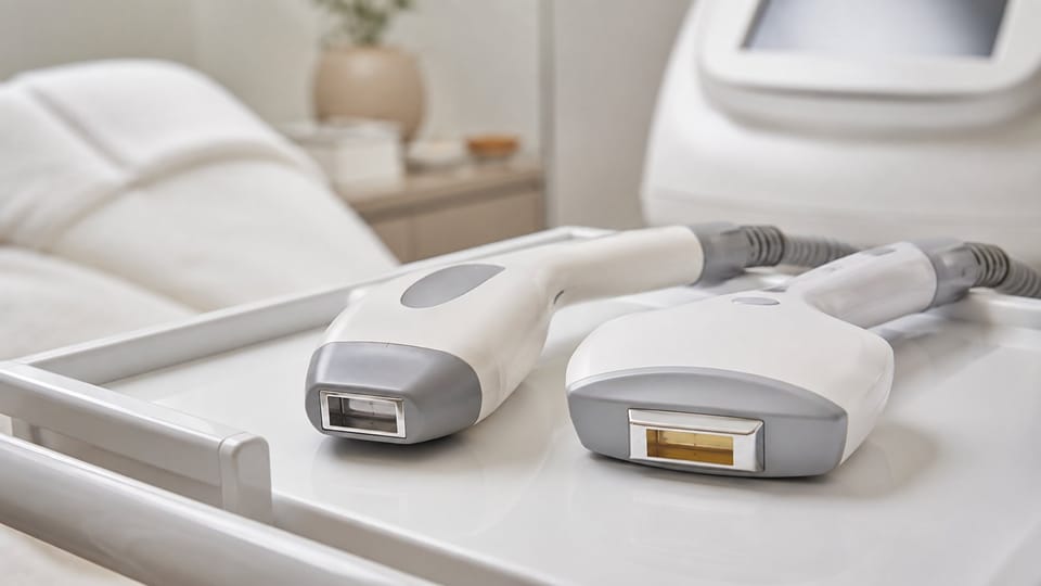 So sánh đầu tip máy triệt lông diode laser và IPL tại phòng điều trị